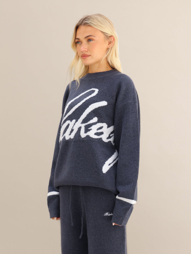 Margot Script Oversized Knitted Jumper - Echte Marine
