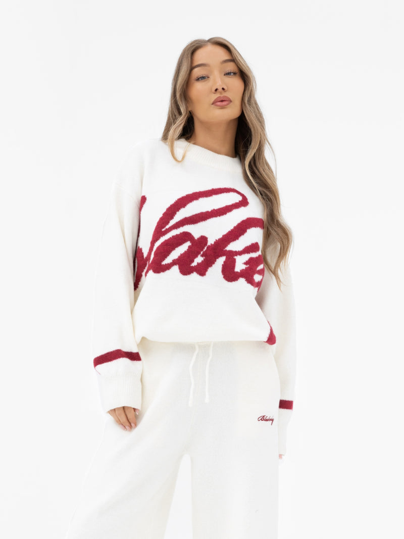 Margot Script Oversized Knitted Jumper - Creme