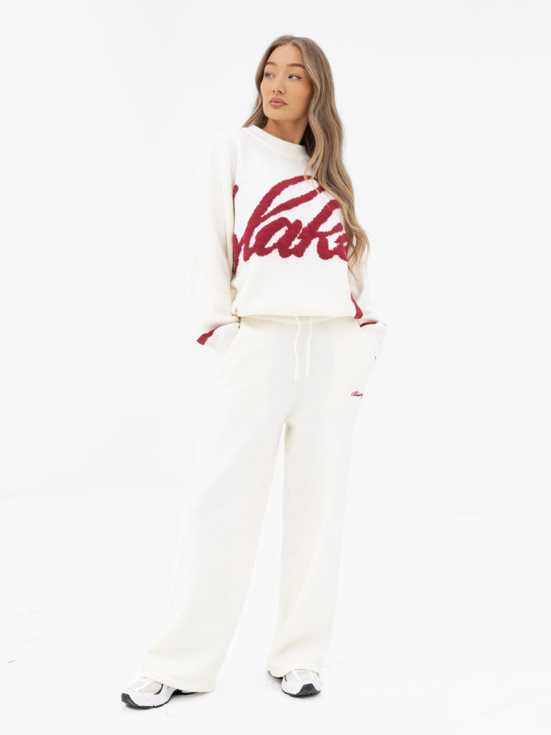 Margot Script Oversized Knitted Jumper - Creme
