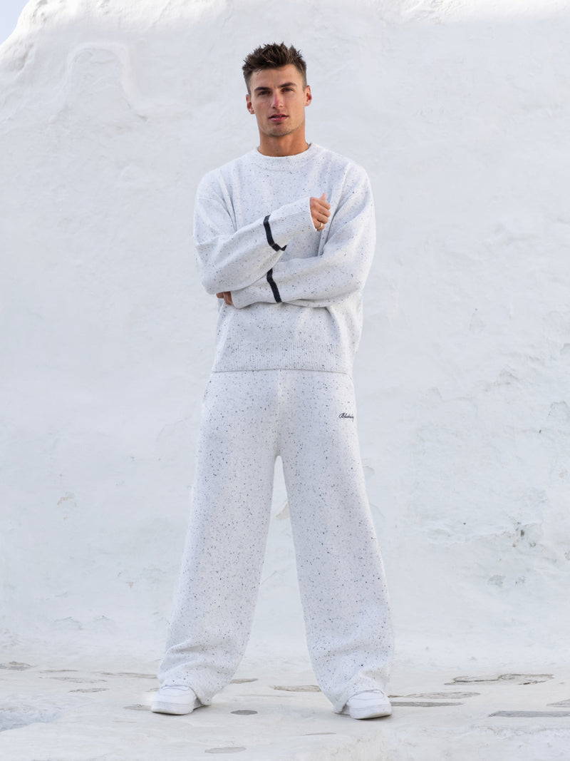 Knitted Wide Leg Sweatpants - Hellgrau