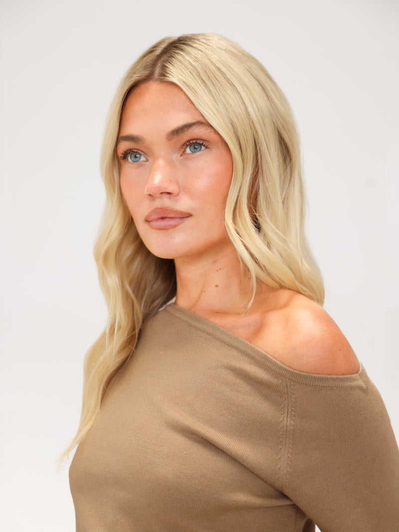 Layla Off The Shoulder Knitted Top - Caramel