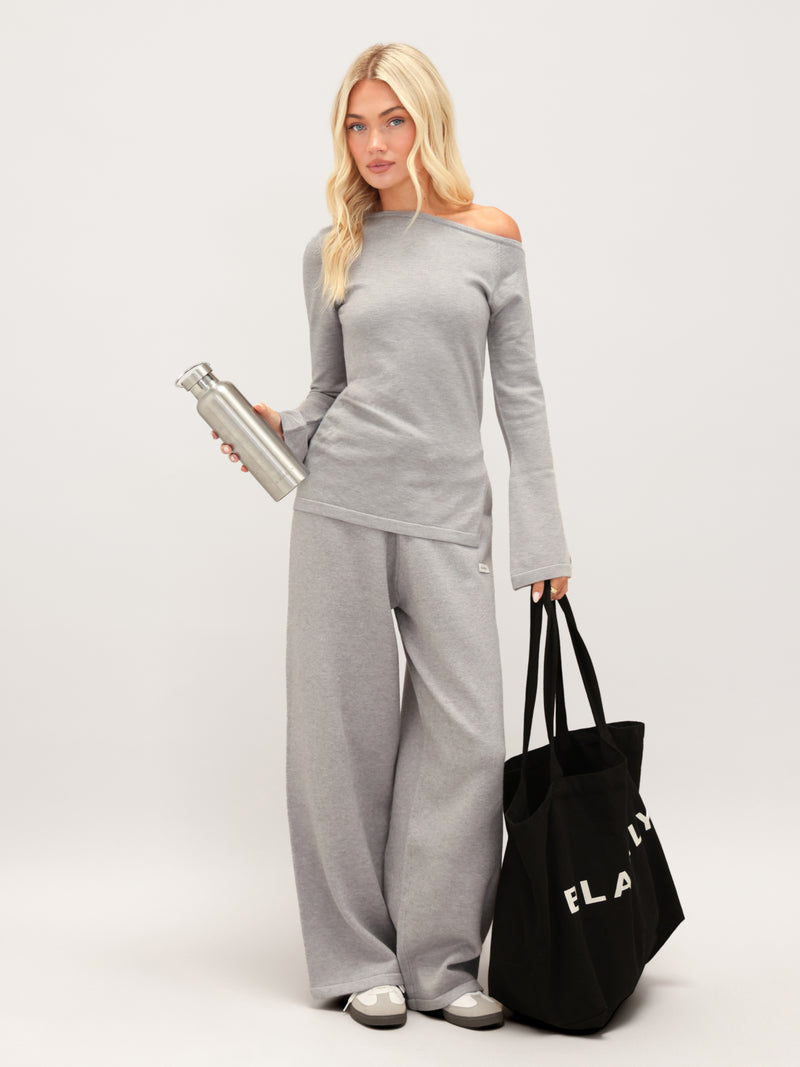 Layla Off The Shoulder Knitted Top - Grey