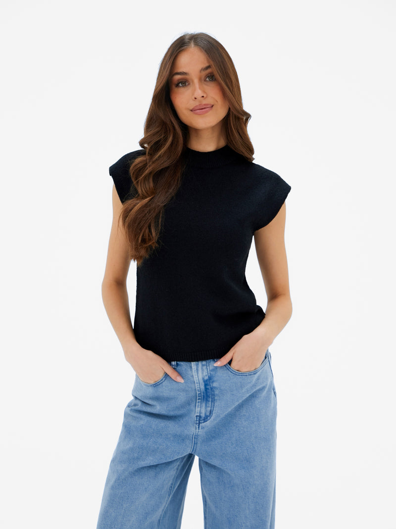 Mae Crochet Vest Top - Schwarz