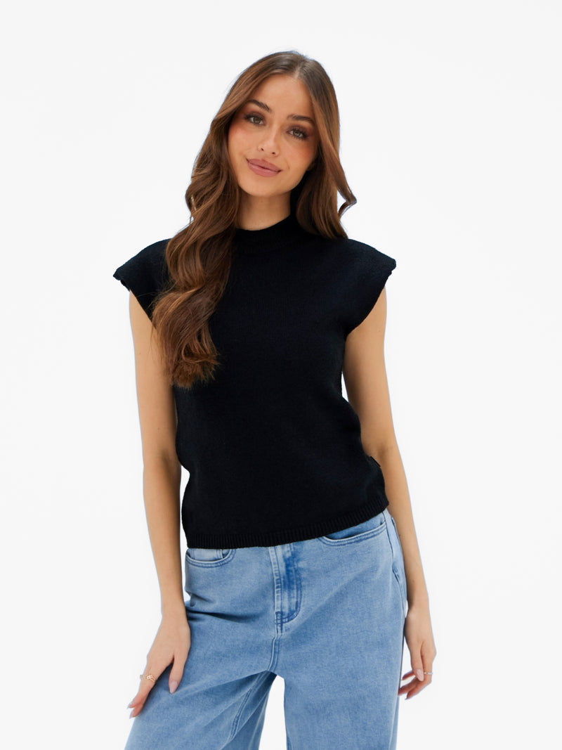 Mae Crochet Vest Top - Schwarz