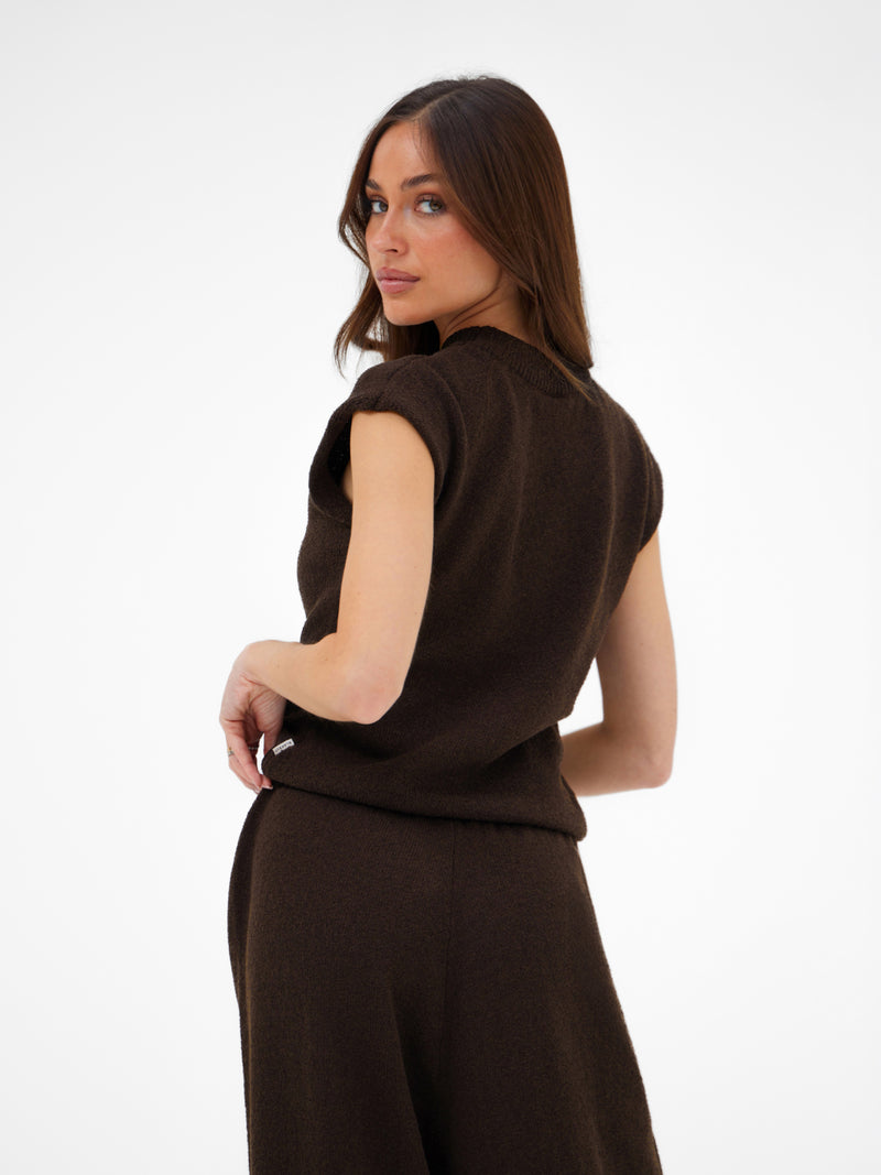 Mae Crochet Vest Top - Bruin