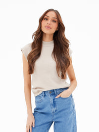Mae Crochet Vest Top - Taupe