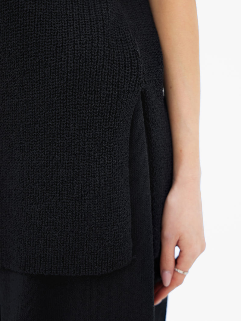 Mae Oversized Crochet Tank Top - Schwarz