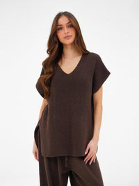 Mae Oversized Crochet Tank Top - Braun