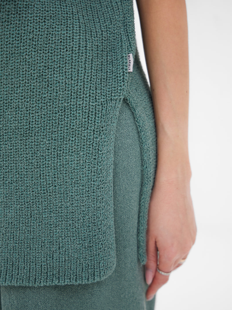 Mae Oversized Crochet Tank Top - Salbeigrün