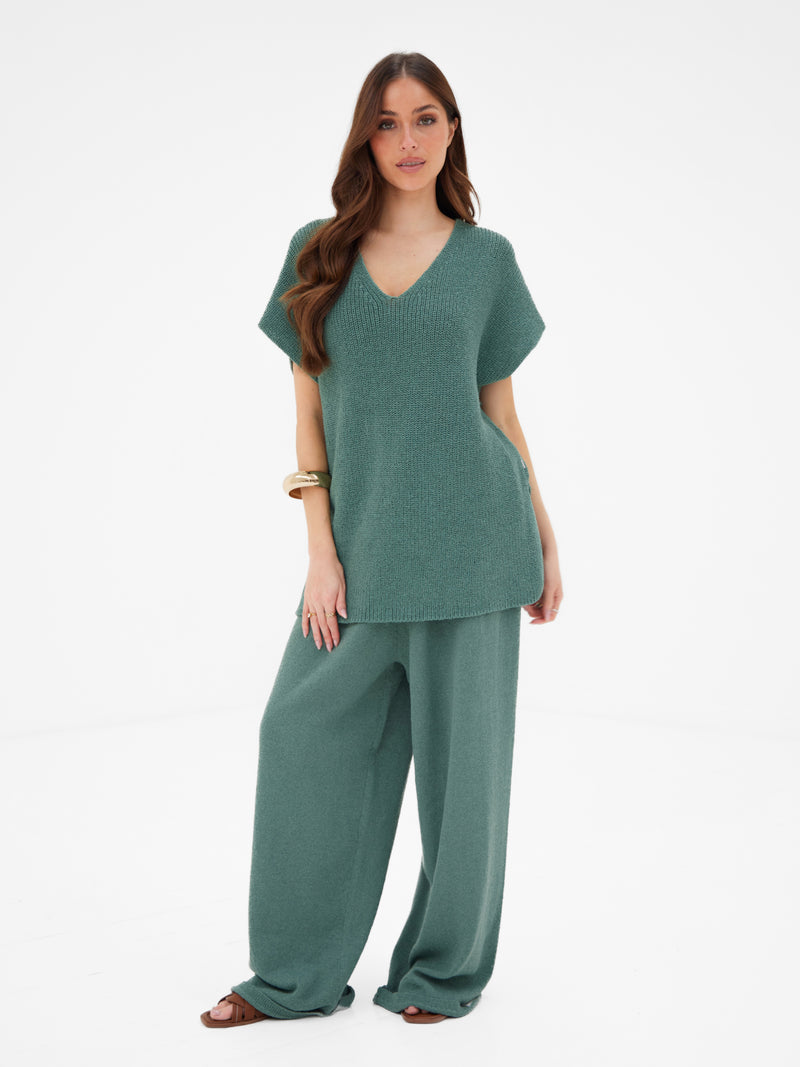 Mae Oversized Crochet Tank Top - Salbeigrün