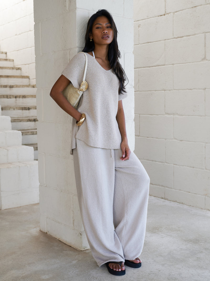 Mae Oversized Crochet Tank Top - Taupe