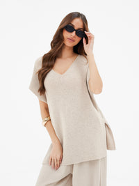 Mae Oversized Crochet Tank Top - Taupe