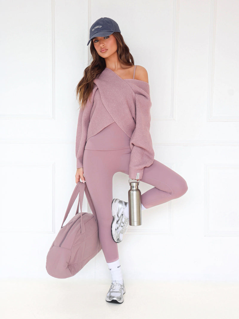 Enid Knitted Crossover Jumper - Rose poudré