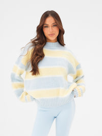 Billie Stripe Knitted Jumper - Pastel Blue