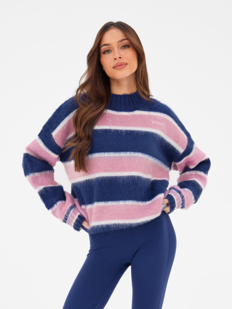 Billie Stripe Knitted Jumper - Navy Blue