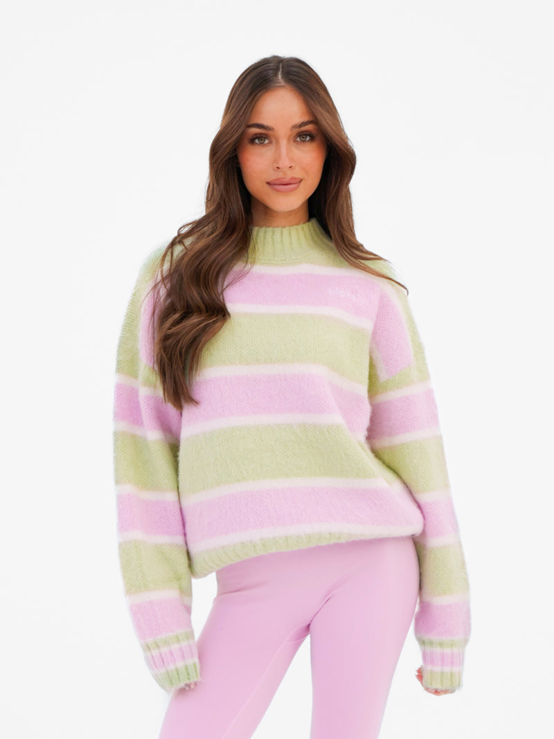 Billie Stripe Knitted Jumper - Light Pink