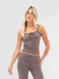 Melody Soft Knitted Cami - Koel bruin
