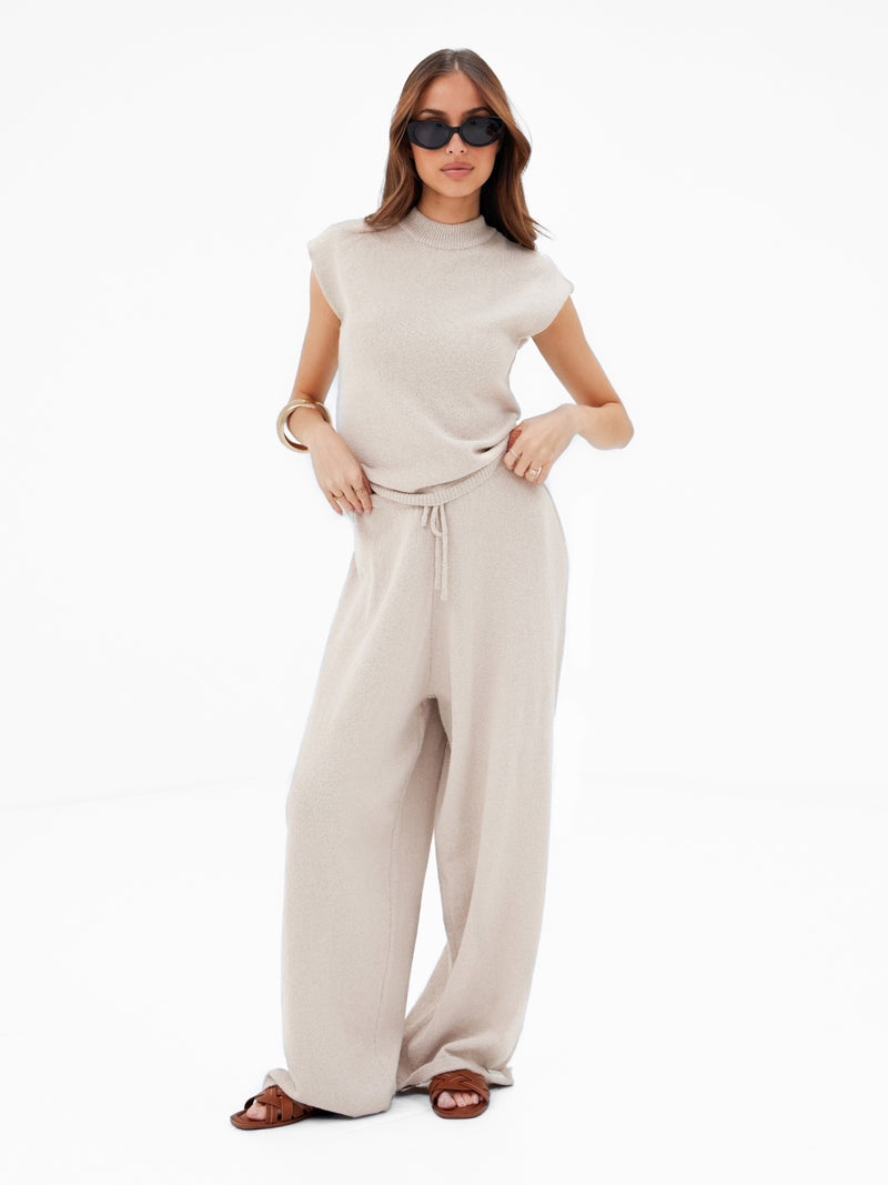 Mae Crochet Trousers - Taupe