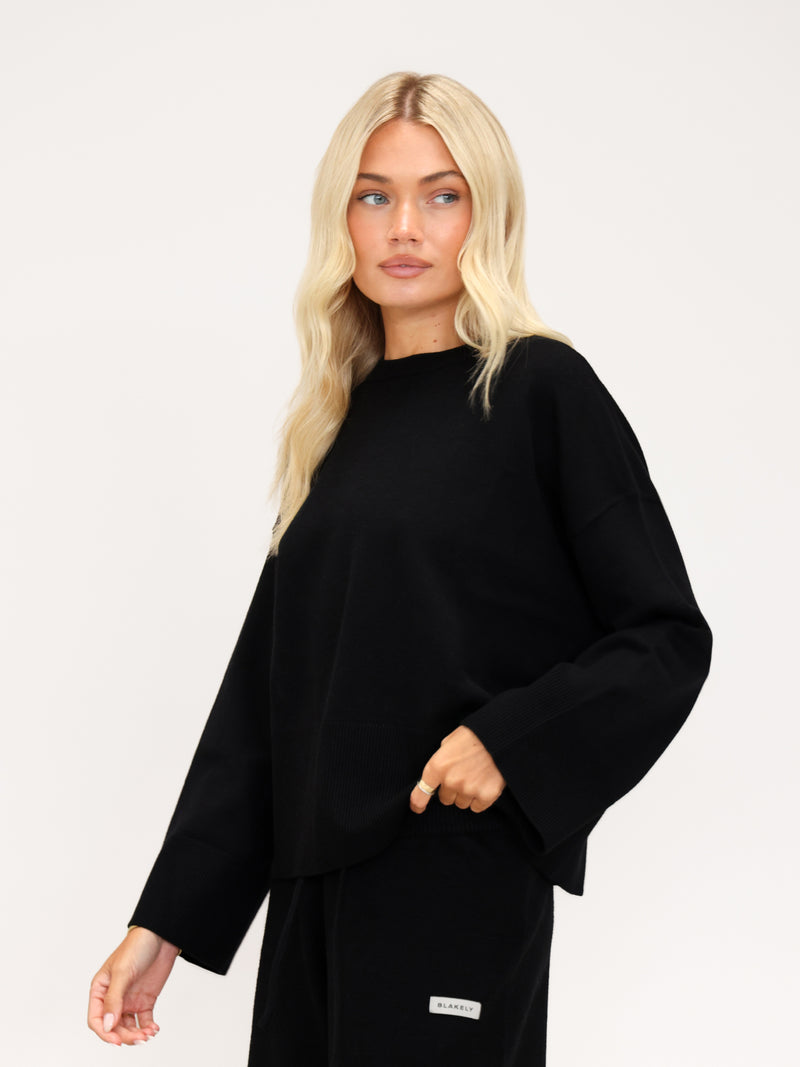 Layla Oversized Knitted Jumper - Black