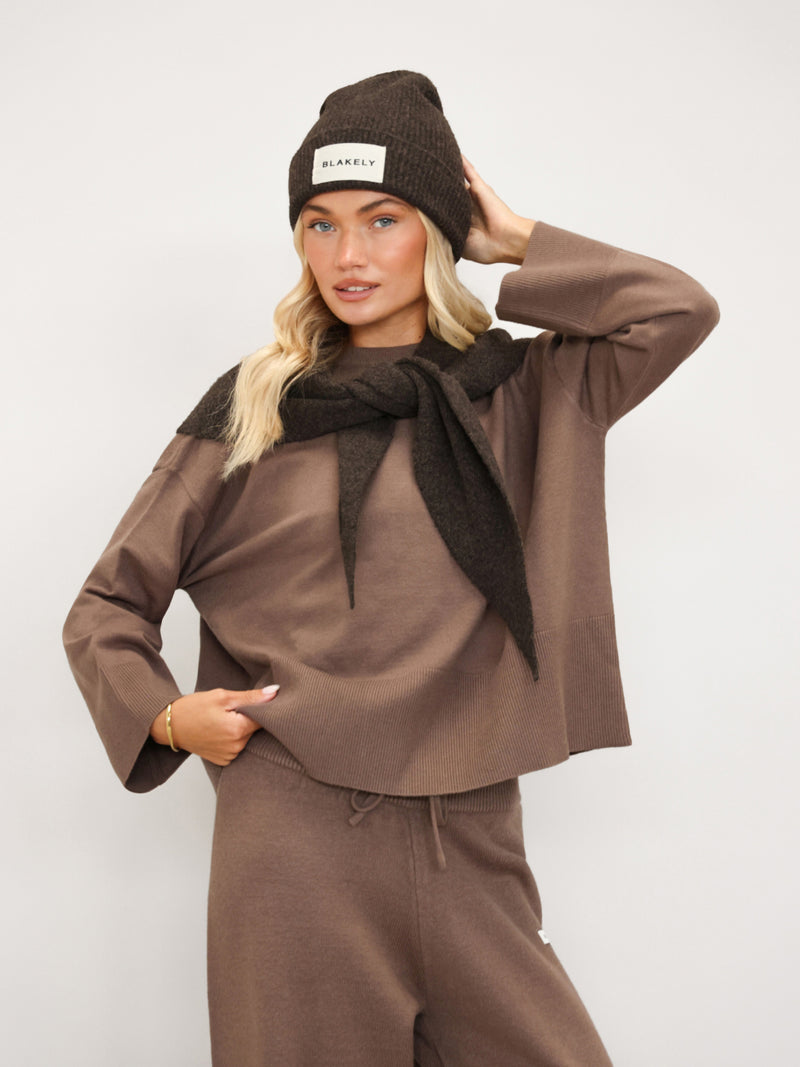 Layla Oversized Knitted Jumper - Taupe Profond