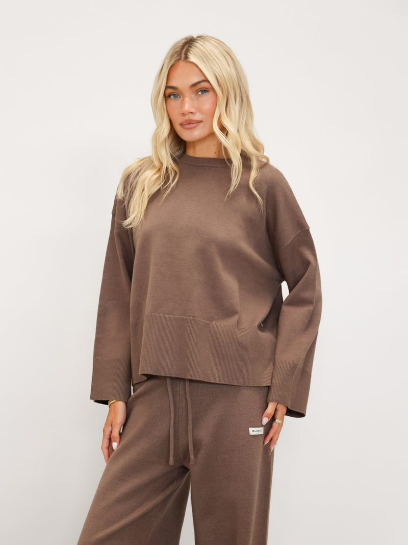 Layla Oversized Knitted Jumper - Taupe Profond