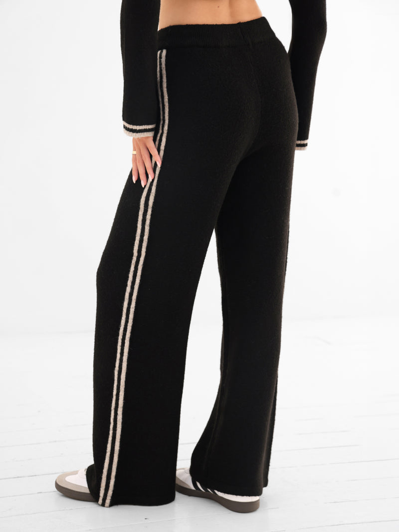 Naya Striped Knitted Trousers - Schwarz
