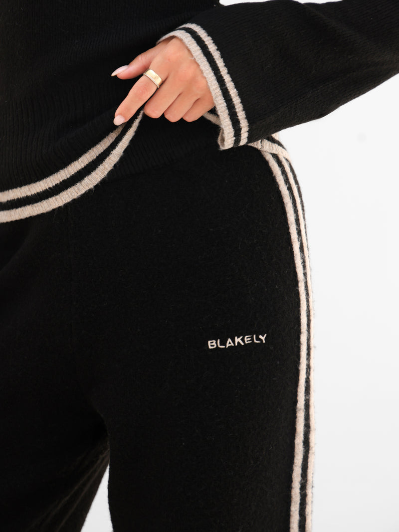 Naya Striped Knitted Trousers - Schwarz