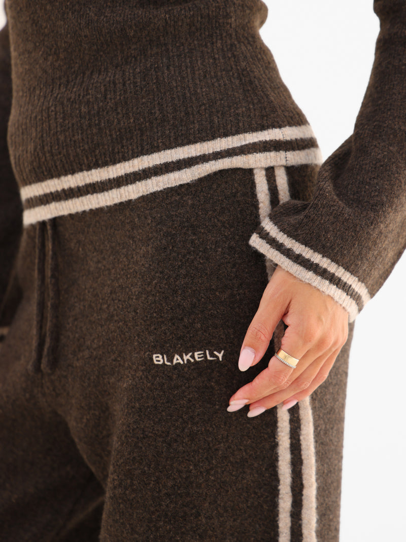 Naya Striped Knitted Trousers - Brun chocolat