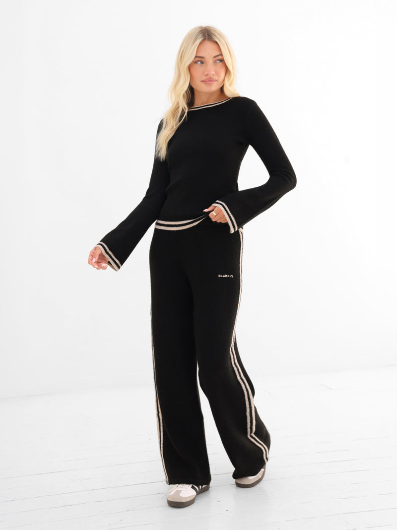 Naya Striped Knitted Top - Zwart