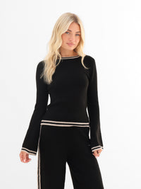 Naya Striped Knitted Top - Schwarz