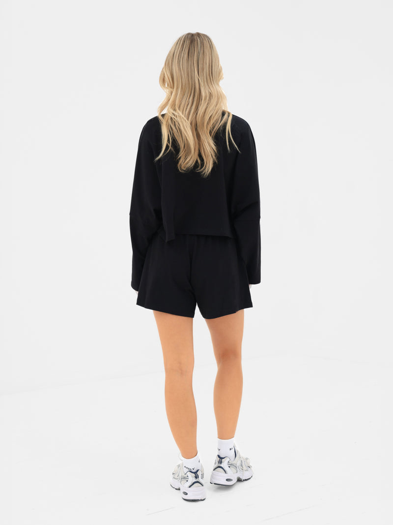 Ayla Batwing Cotton Top - Noire