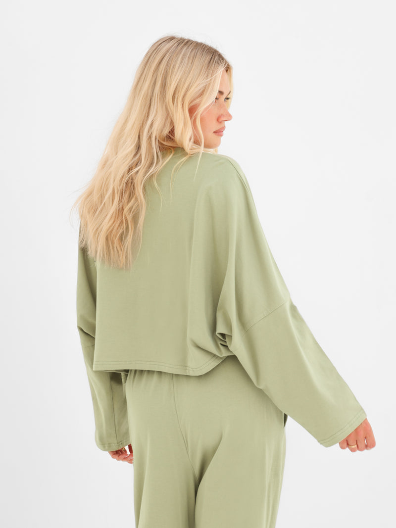 Ayla Batwing Cotton Top - Vert Chaud