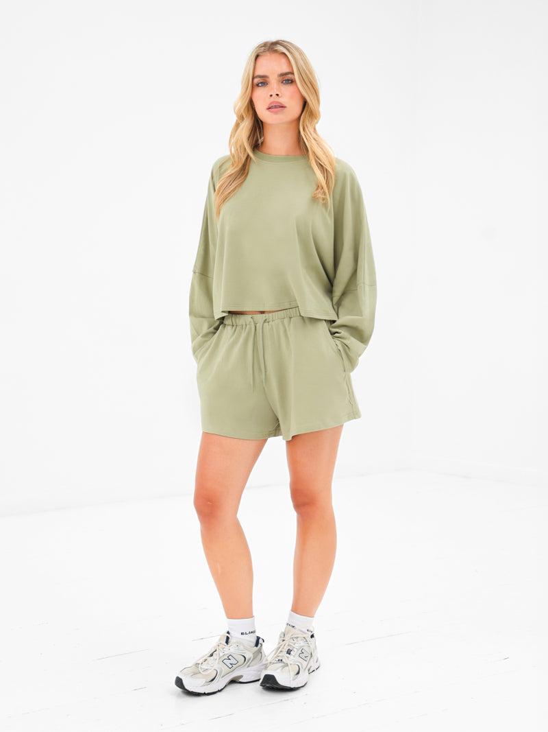Ayla Batwing Cotton Top - Vert Chaud