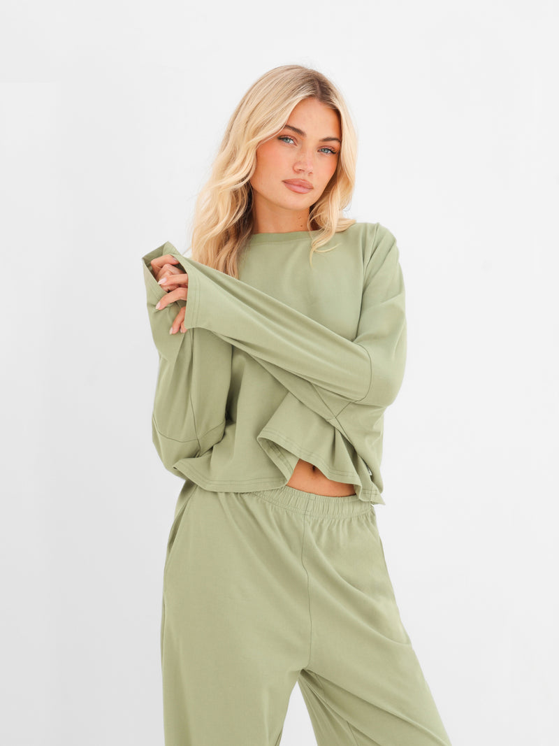 Ayla Batwing Cotton Top - Vert Chaud