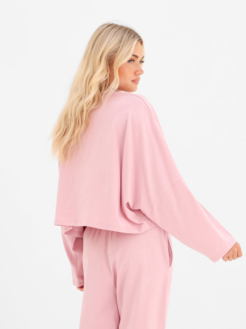 Ayla Batwing Cotton Top - Rose Pivoine