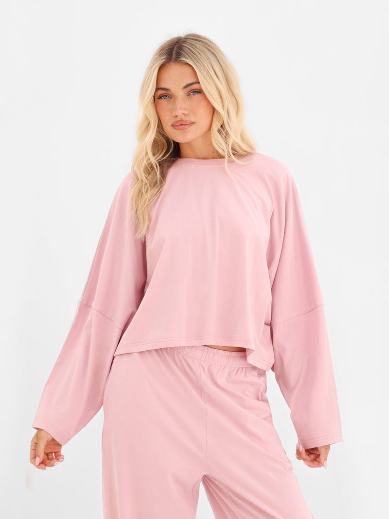 Ayla Batwing Cotton Top - Rose Pivoine