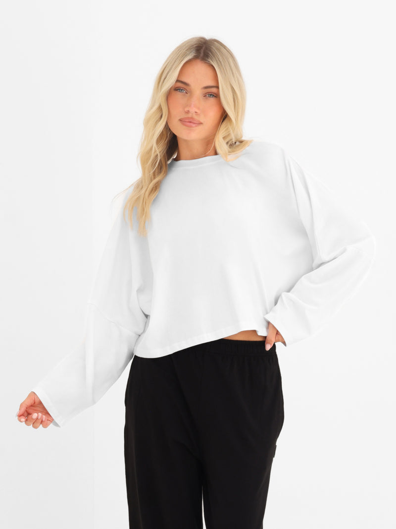 Ayla Batwing Cotton Top - Blanche