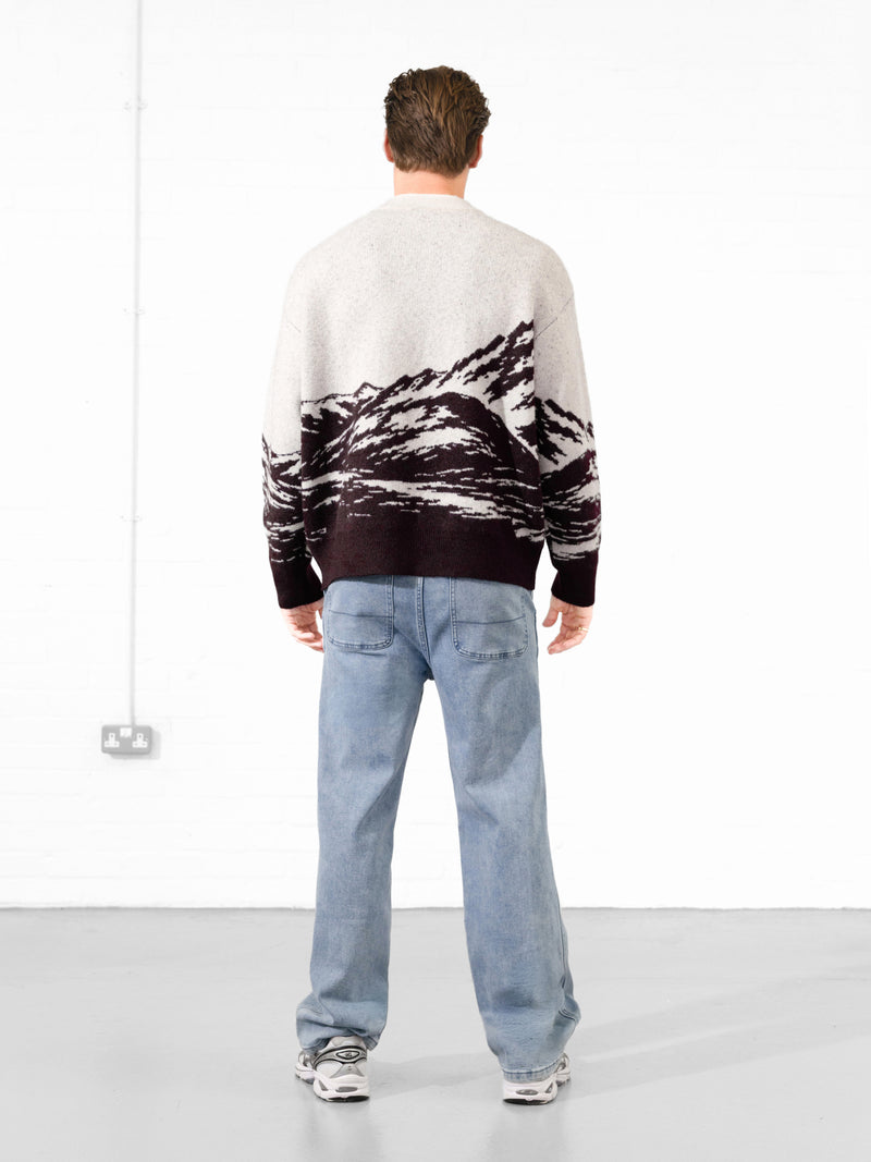 Relaxed Knitted Mountain Jumper - Dunkle Maulbeere