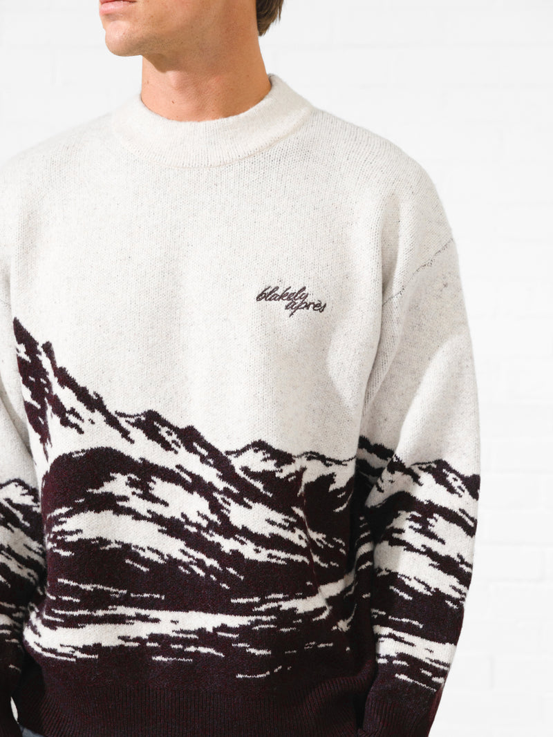 Relaxed Knitted Mountain Jumper - Dunkle Maulbeere
