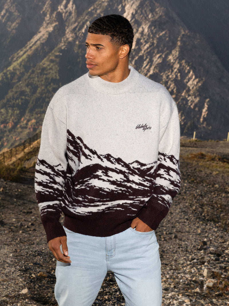 Relaxed Knitted Mountain Jumper - Dunkle Maulbeere
