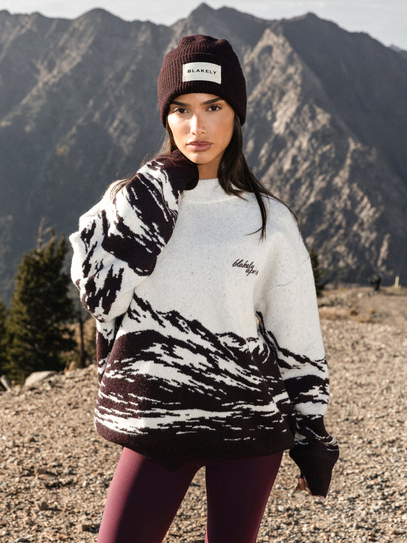 Oversized Knitted Mountain Jumper - Mûre Foncé