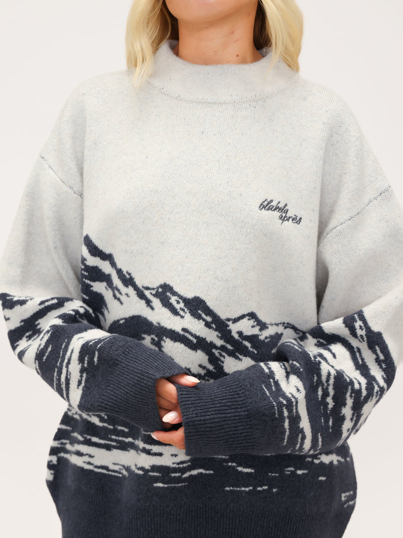 Oversized Knitted Mountain Jumper - Vraie Marine