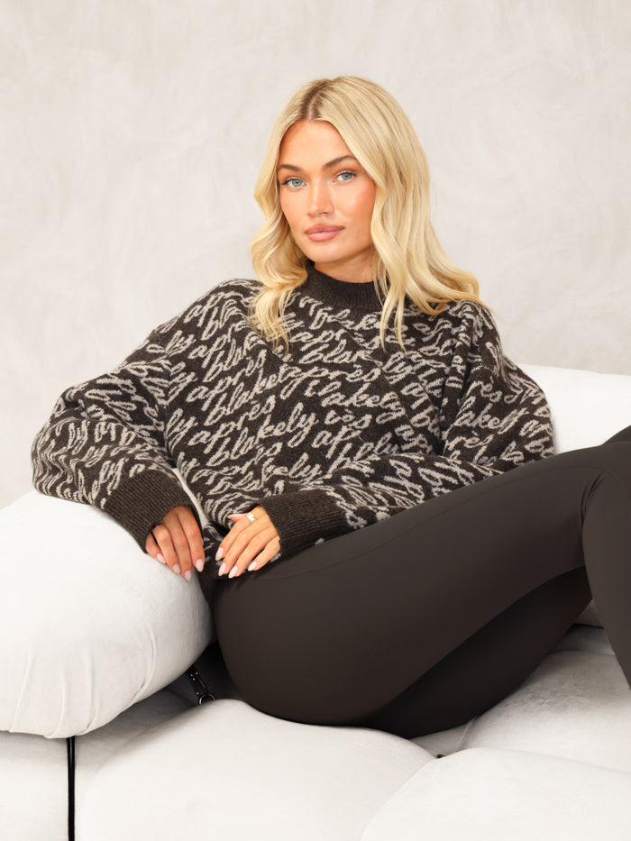 Blakely Oversized Après Knitted Jumper - Brun chocolat