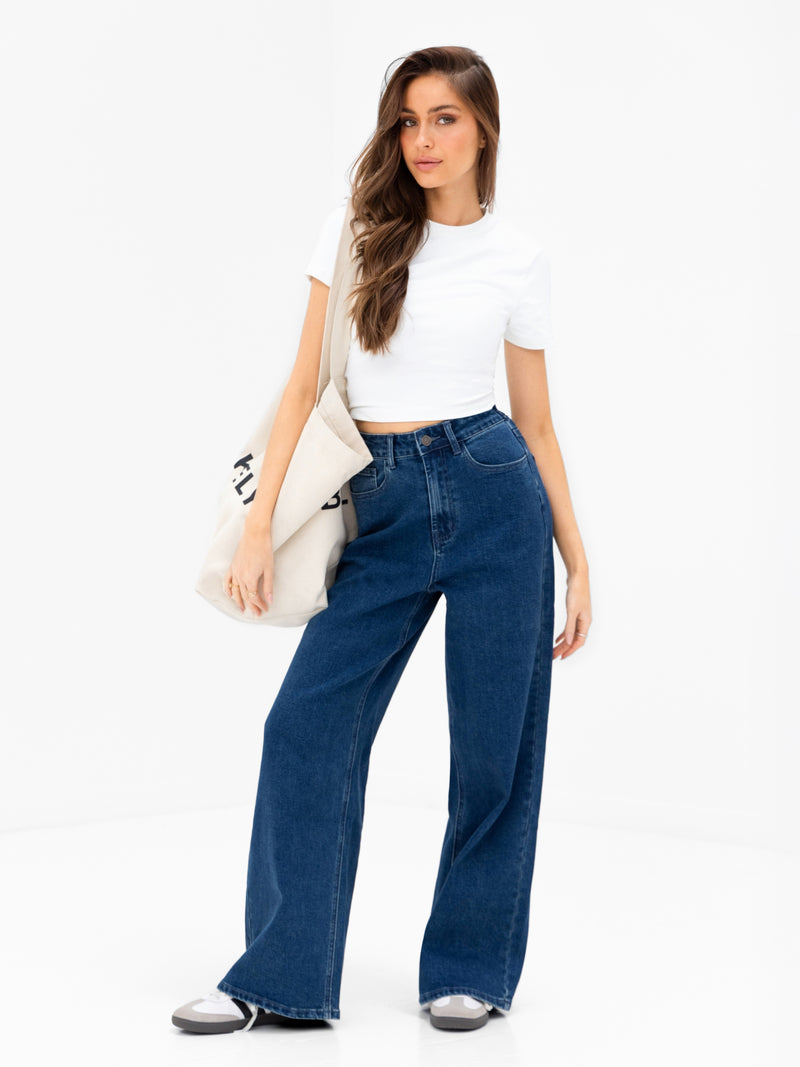 Blakely Wide Cut Jeans - Dunkelblaue Waschung