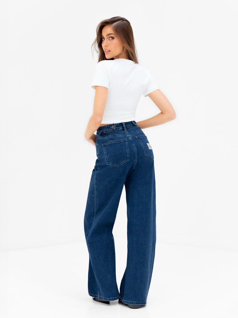 Blakely Wide Cut Jeans - Dunkelblaue Waschung