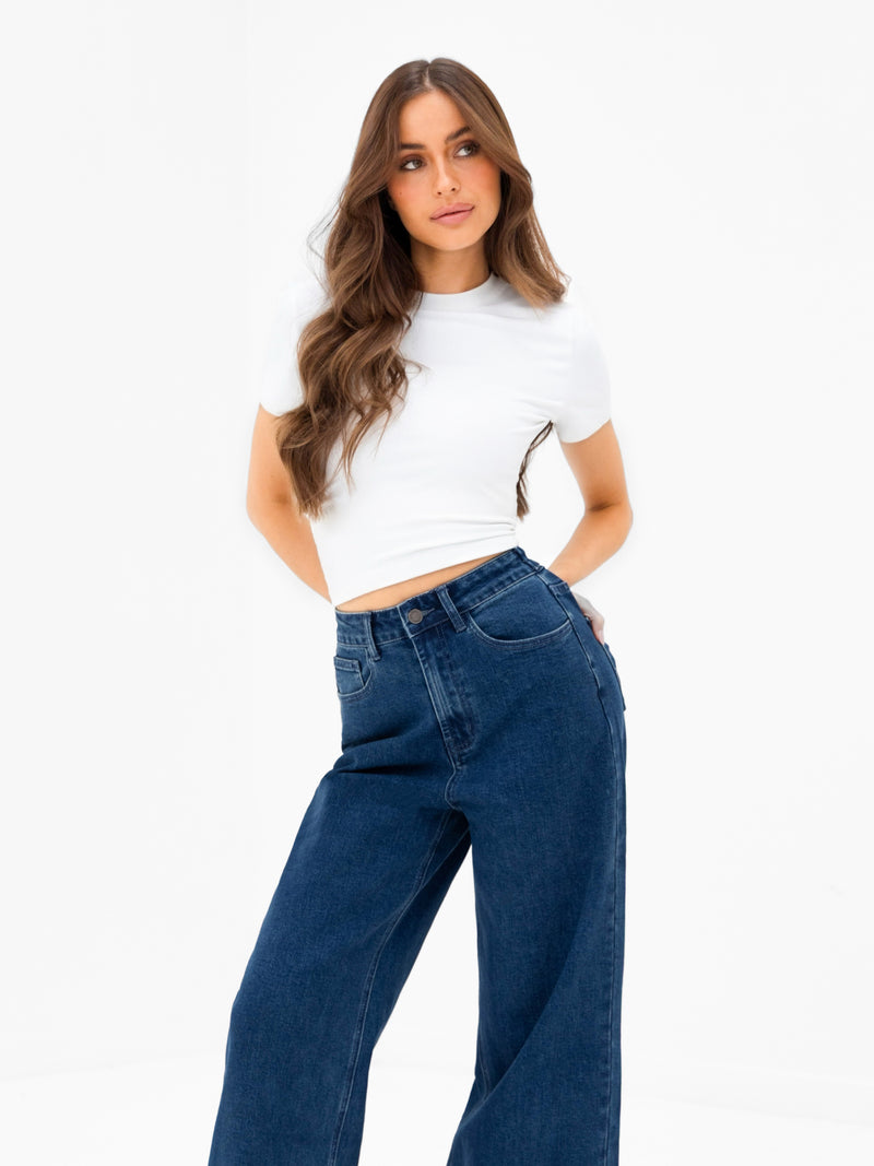 Blakely Wide Cut Jeans - Dunkelblaue Waschung