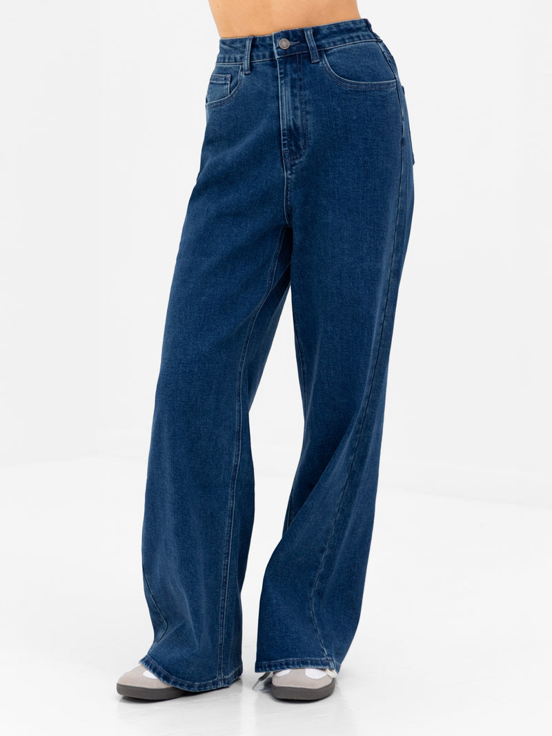 Blakely Wide Cut Jeans - Dunkelblaue Waschung