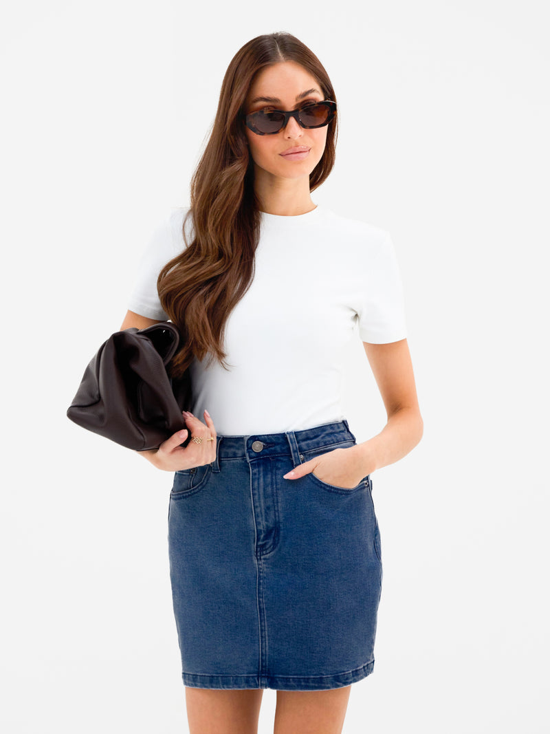 Blakely Denim Skirt - Dunkelblaue Waschung