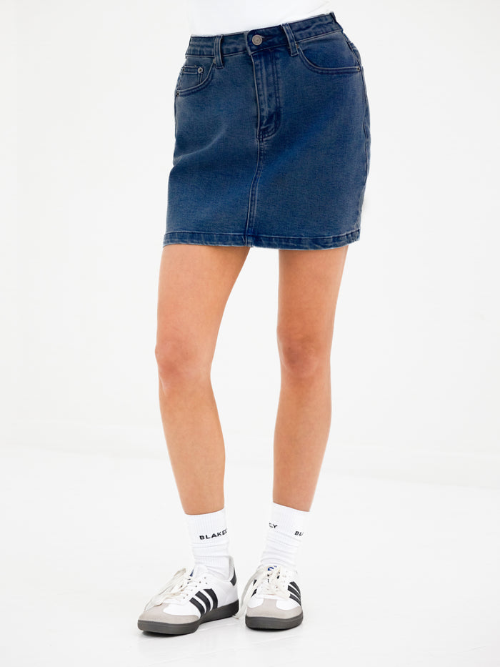 Blakely Denim Skirt - Dark Blue Wash