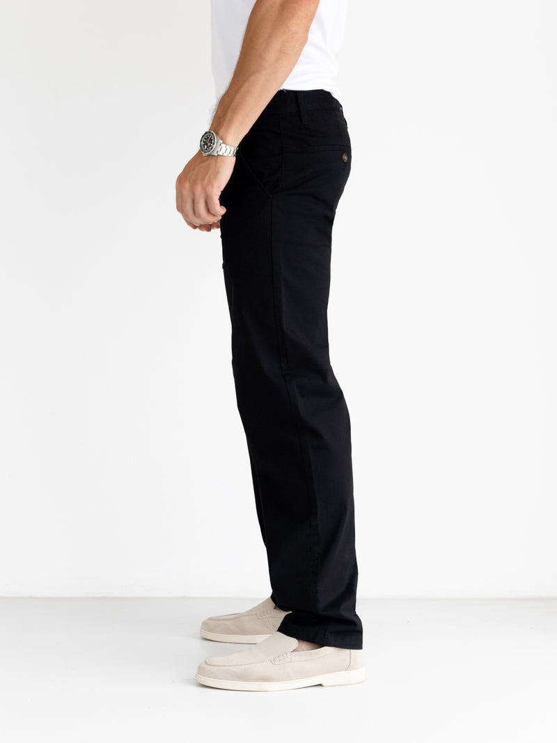Wide Leg Stretch Chinos - Black